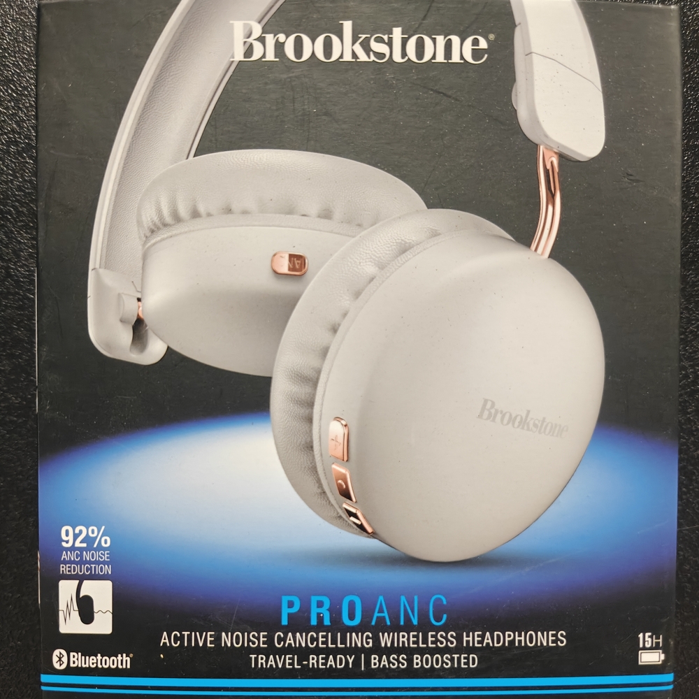 Brookstone White PROANC Over-Ear Headphones with Modern Comfort